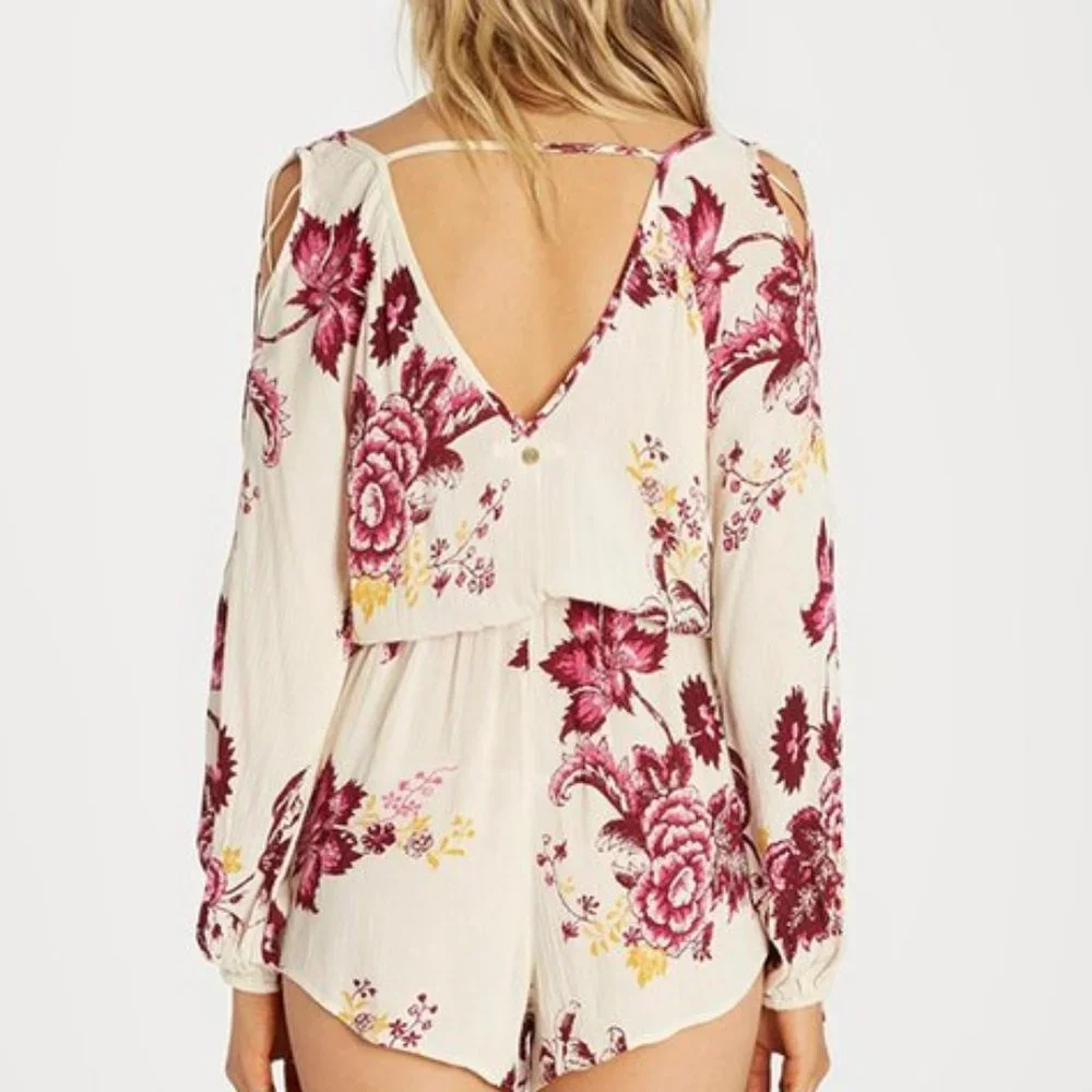 Billabong  Ivory Moonlight Lace-Up Romper - Picture 3 of 15